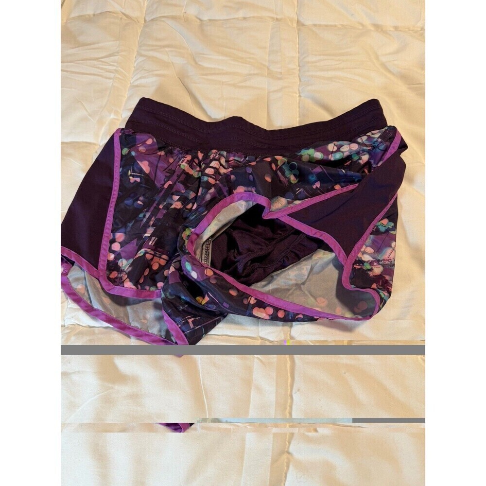 Women's Tek Gear Size Medium DryTek Purple Print Lined Athletic Shorts - Picture 3 of 6